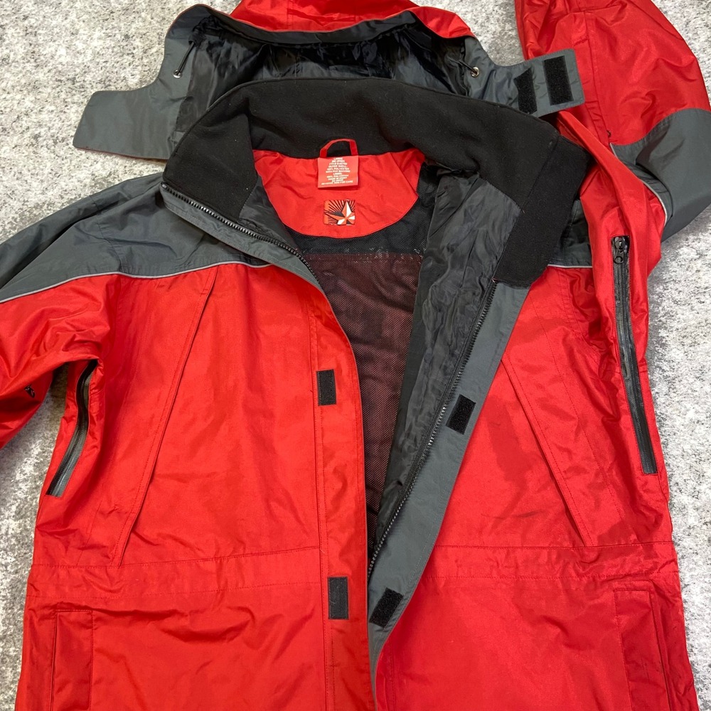 Vintage Red Star Black Red Nylon Windbreaker Jacket‎ Full Zip Hooded L